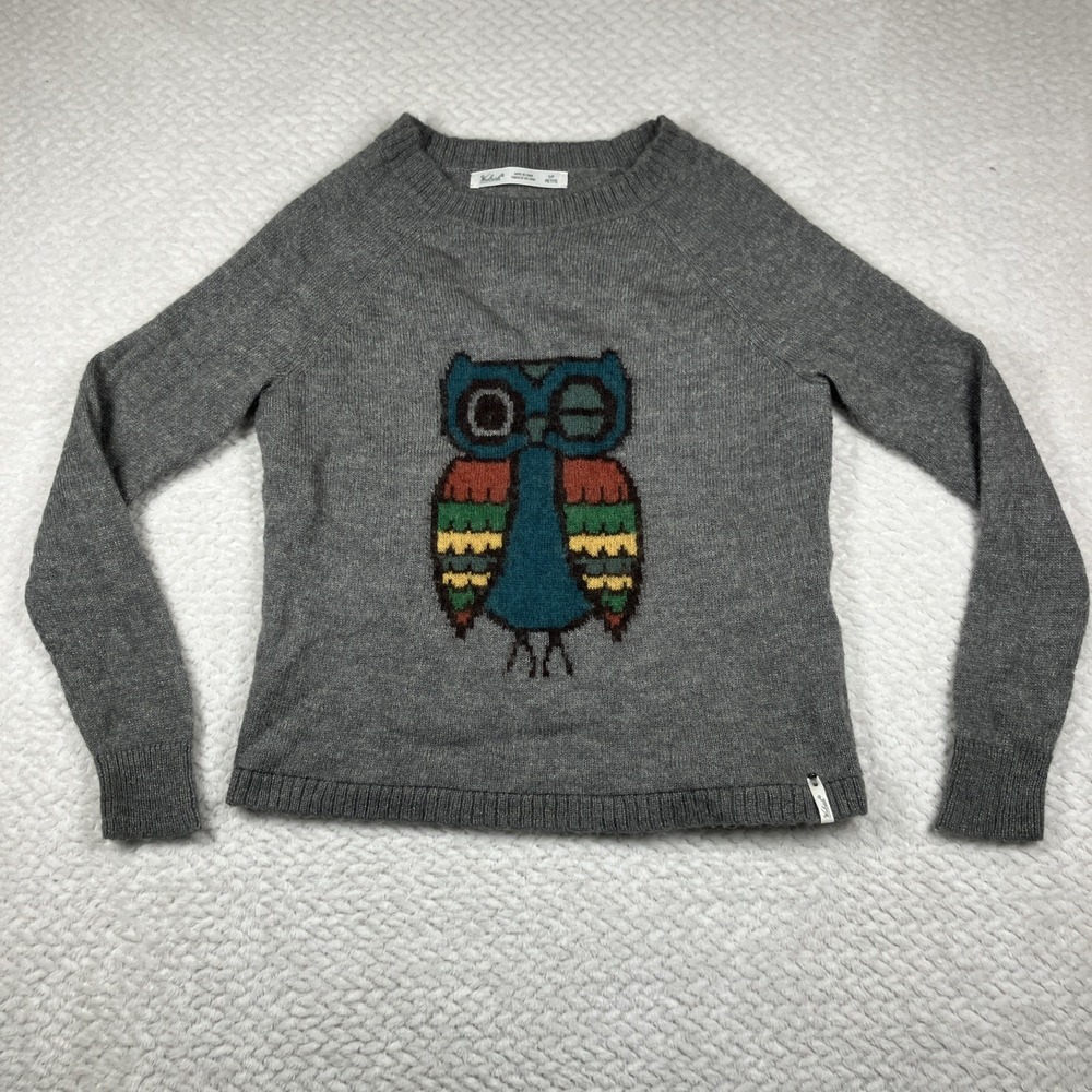 Woolrich Sweater Womens Small Frost Gray Owl Wool‎ Mohair Blend Lightweight